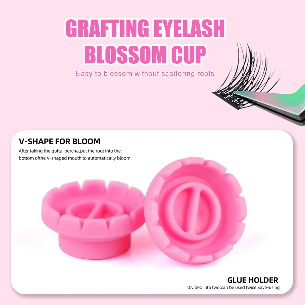 

100Pcs Disposable Eyelash Glue Holder Flower Shaped Grafting Eyelashes Blossom Cup Eyelash Extension Adhesive Stand Holder