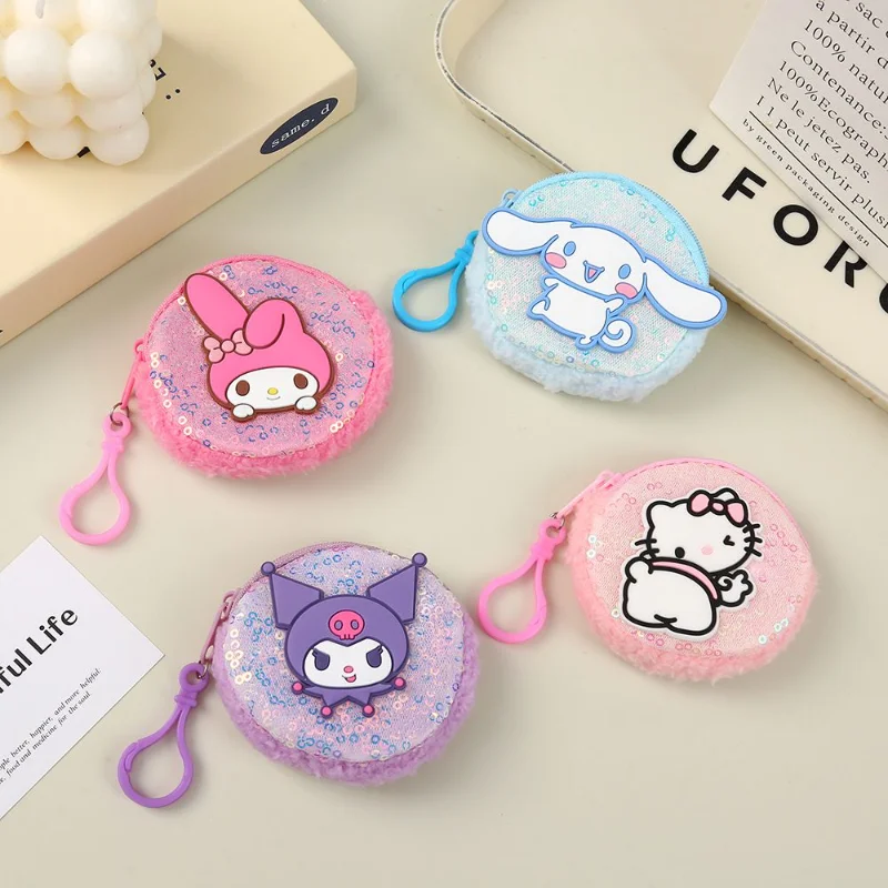 

Милый кошелек для монет Cinnamoroll, милый мини-кошелек Hello Kitty на молнии для девочек, дорожная портативная сумка для хранения косметики, подарок для друга