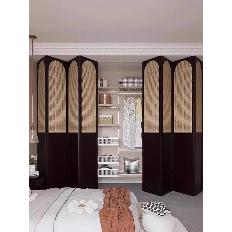 Japanese-style rattan  custom sliding  solid wood folding B & B hotel living room partition door sliding door wardr