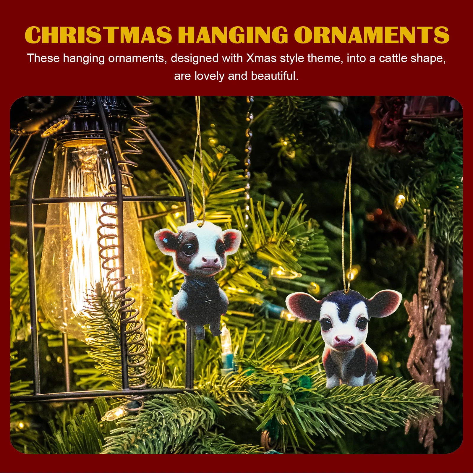 

Animal Christmas Ornaments Adorable Cow Pendant Ox Holiday Tree Decorations Acrylic