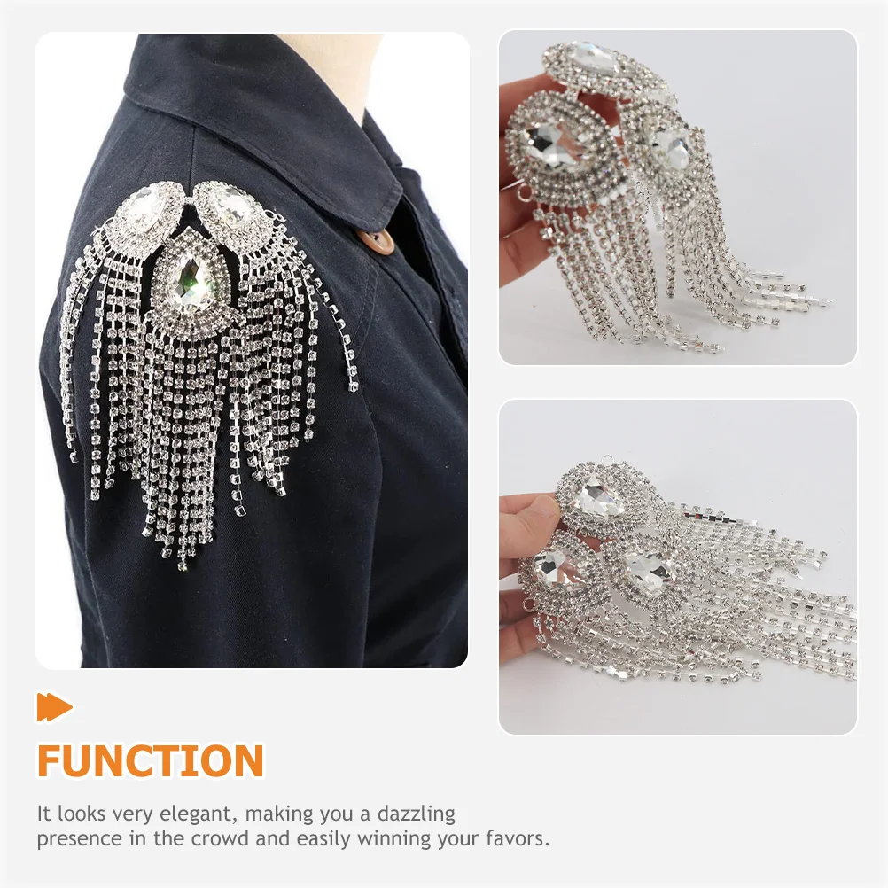 

Crystal Tassel Epaulet Shoulder Arm Decor Acrylic Chain Women Costume Accessory Elegant Rhinestones Applique Jewelry