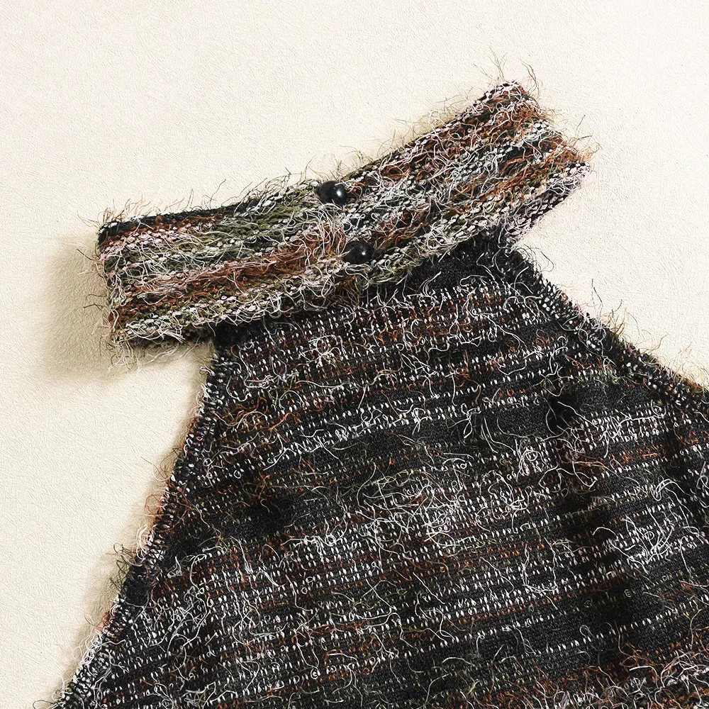 Vintage gestricktes sexy zweiteiliges Set für Frauen 2025, Frühling, lässig, Knopf, Neckholder, ärmellos, Crop-Tops, kurzer Rock, Streetwear