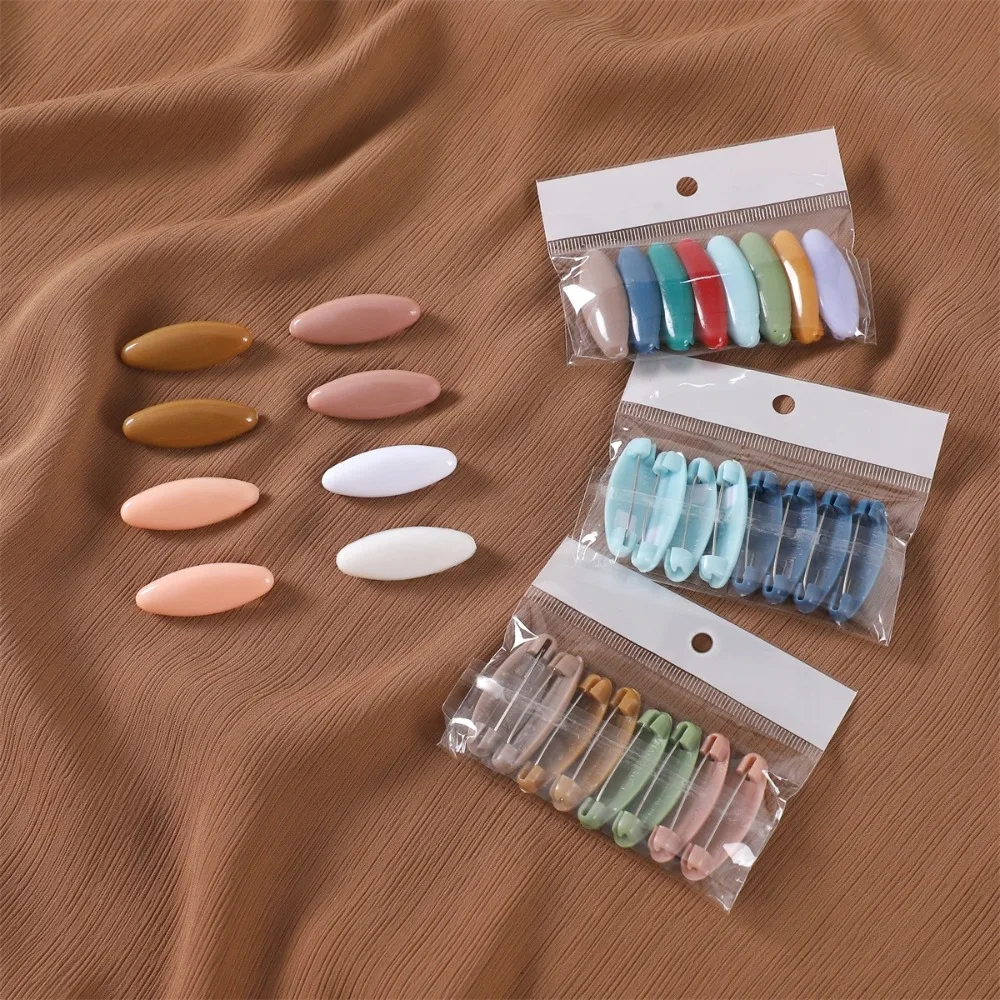 

8pcs/set High Quality Solid Color Plastic Brooch Needle Fix Scarf Elegantly Hijab Brooch Scarf Accessory Safety Pin