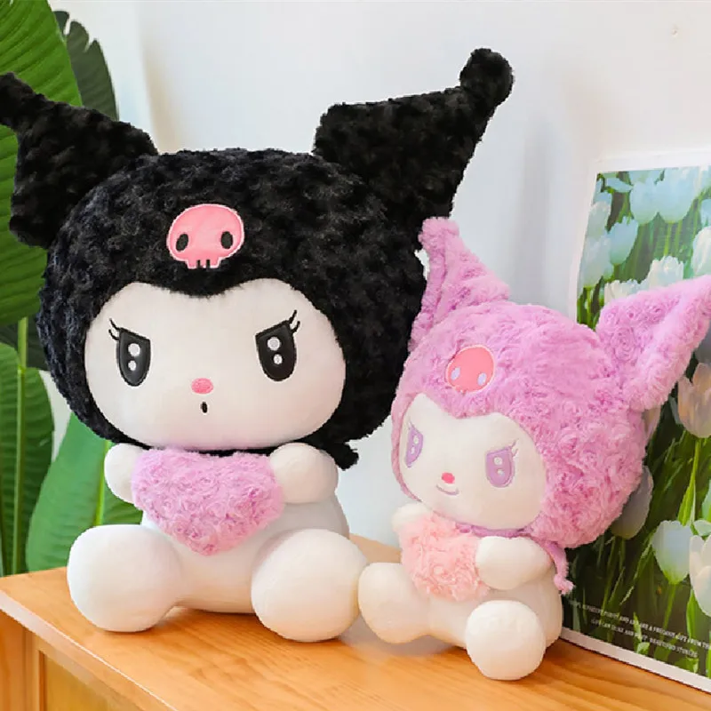 Sanrio-juguete de peluche Kawaii Love Kuromi para niños, almohada de colección, muñeco de peluche de animales de dibujos animados, decoración de habitación, regalos de cumpleaños, nuevo, 2024