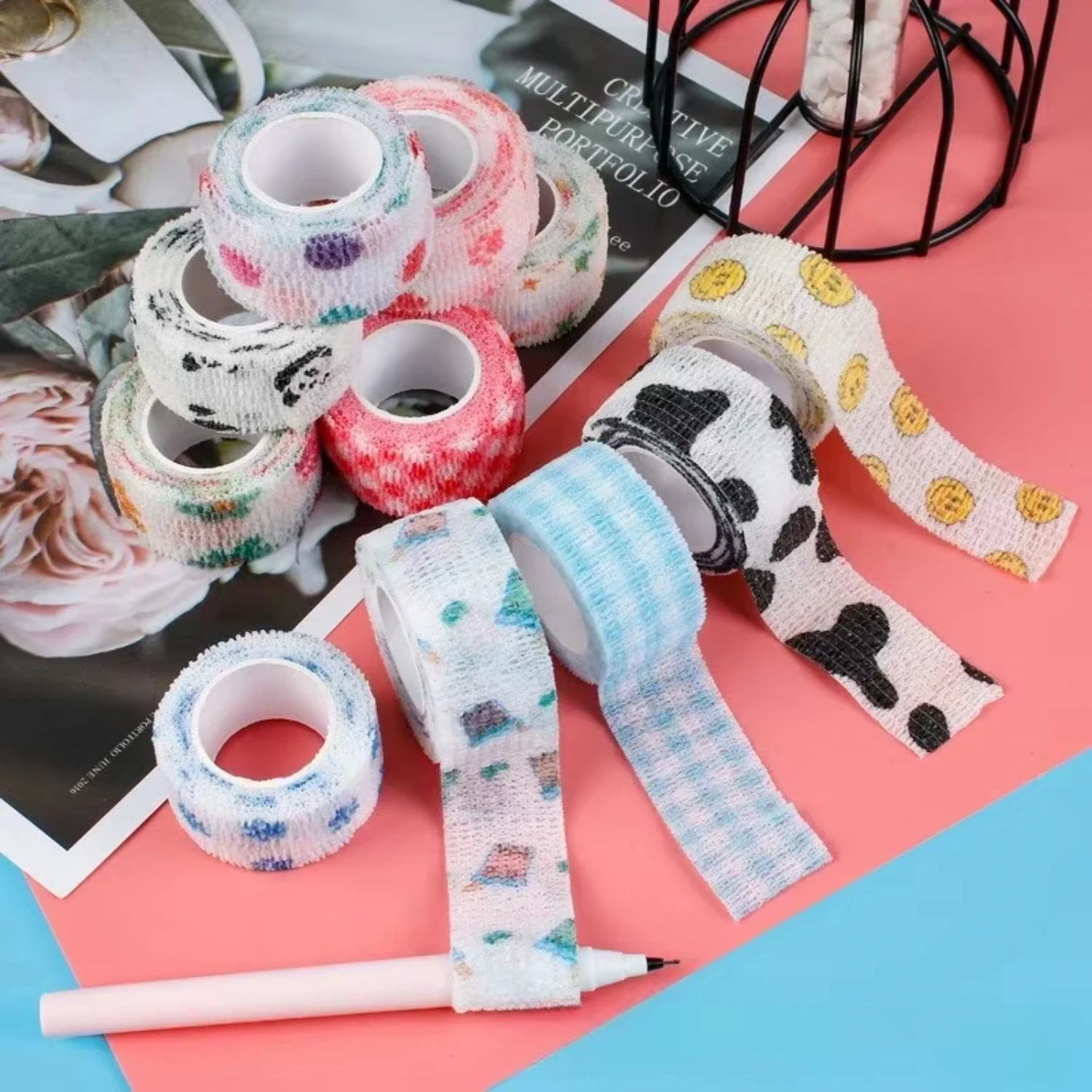 4.5m Cute Self Adhesive Bandage Adherent Tape  Finger Wrap Stretch Stationery School Supplies First Aid Kit Traveling