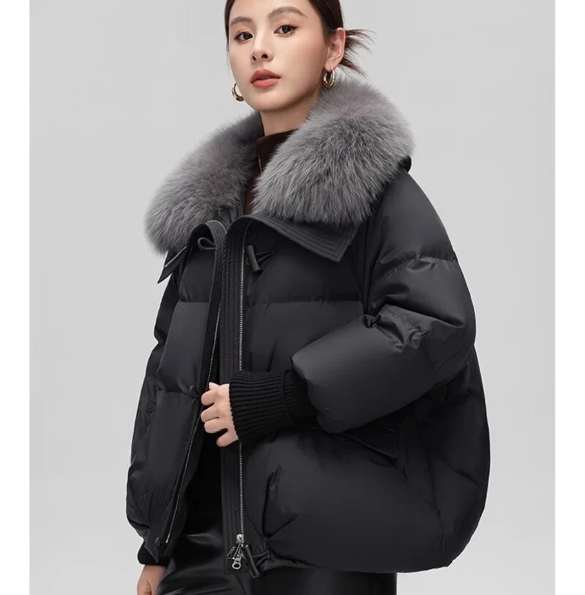 Cappotto Parka allentato coreano nuovo corto invernale da donna Capispalla da donna Cappotto ispessito con collo in pelliccia grande casual