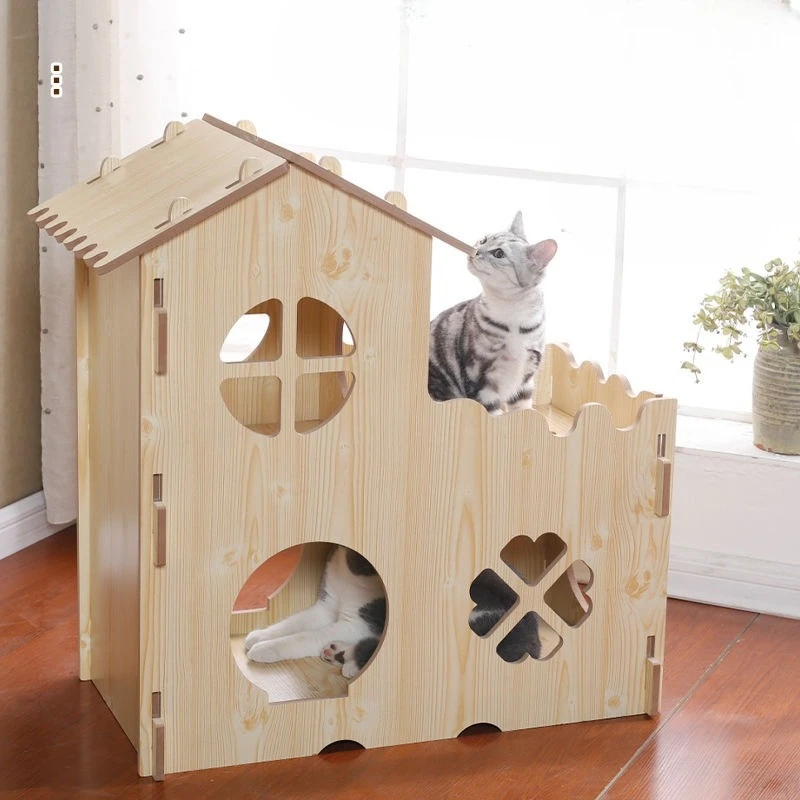 

Cat nest cat house solid wood cat climbing frame double layer villa wooden box delivery room furniture kennel
