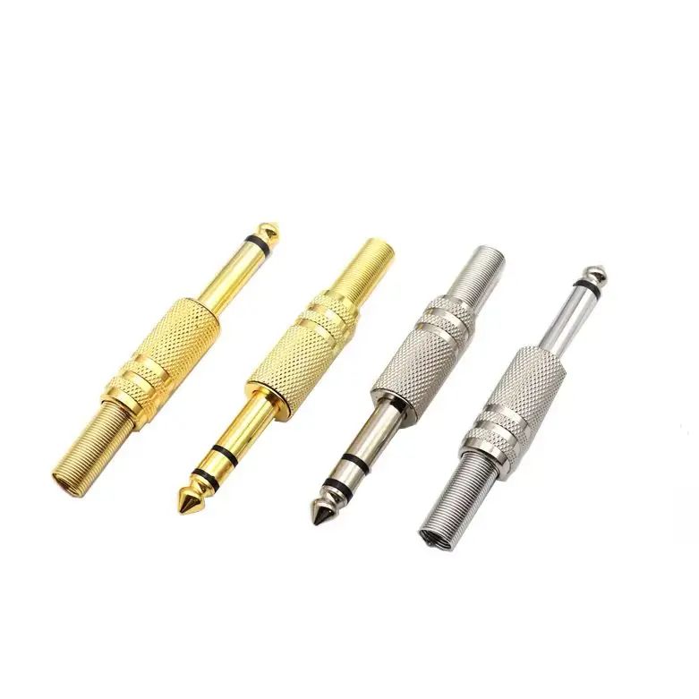 【4-1PCS】Gilding 6.35MM Jack Plug Male Mono Audio Connector Adapter 1/4Inch Male Soldering Audio Stereo Connectors