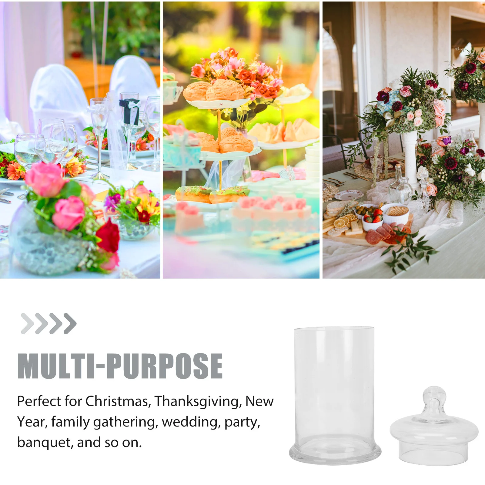 

1Pcs Glass Candy Storage Jar Crystal Container Multipurpose Transparent Organizer for Home Kitchen Snack Nuts Dried Fruit