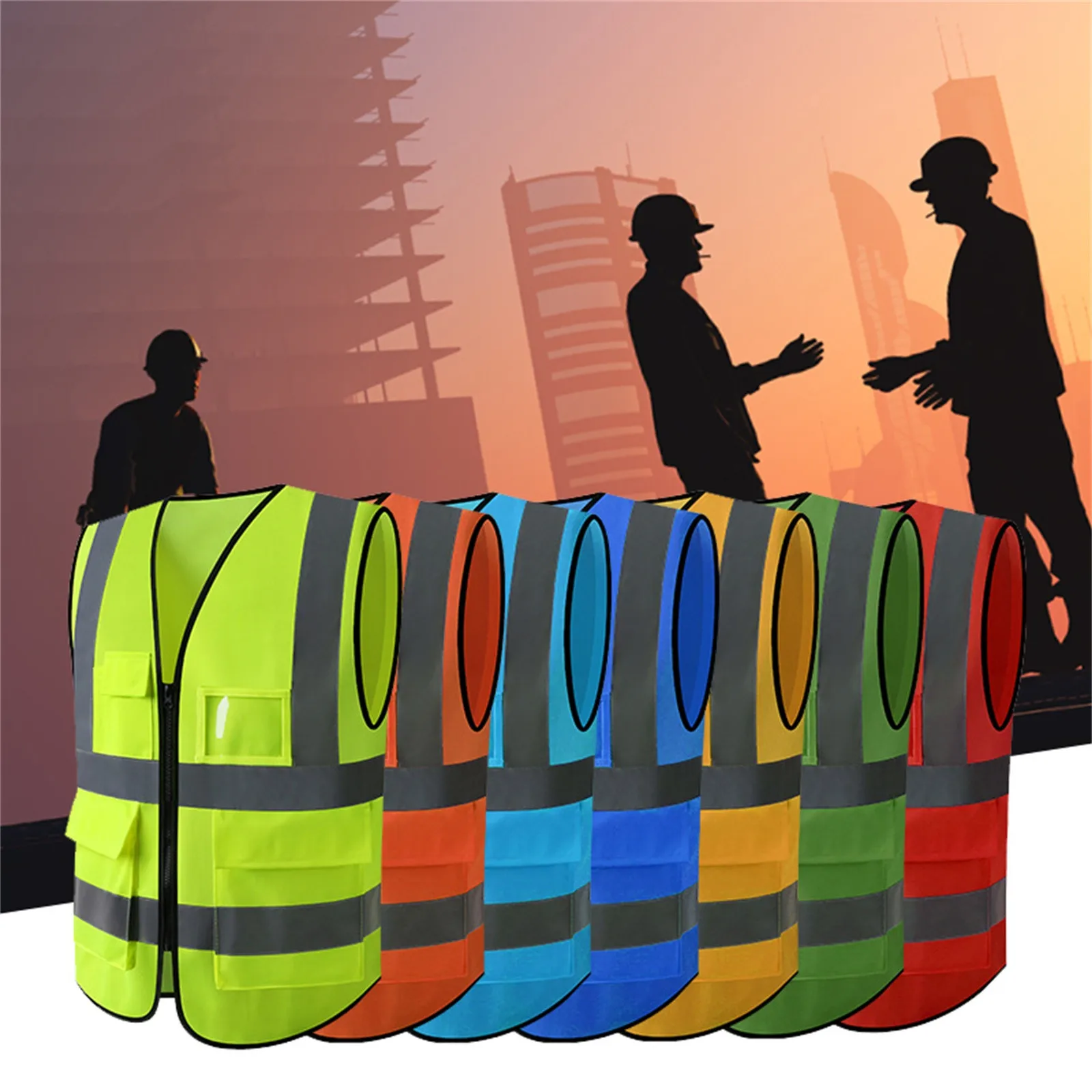 

New Nighttime Traffic Environment Hygiene Garden Architecture Multi Pocket Anti static Grid Reflective Vest Construction Vest