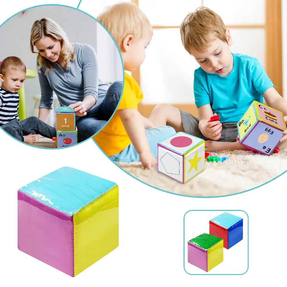 

Learning Cubes Pocket Classroom Dices DIY Education Playing Game Dices Teaching Stacking Blocks with 6Pcs Clear Pocket for Kids