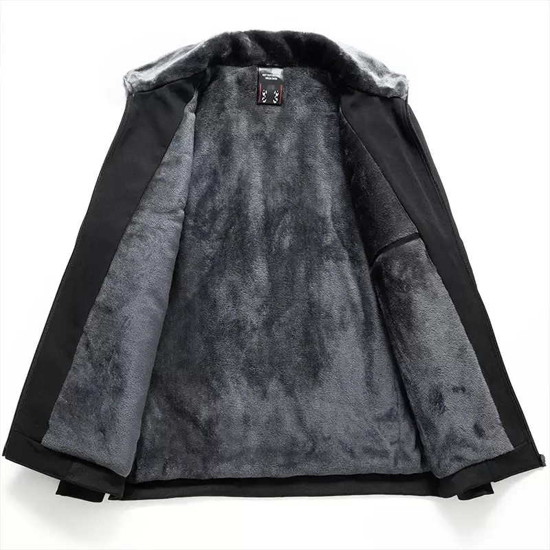 

Winter New Fashionable Solid Color Thick Warm Cotton Coat with Velvet for Men's Casual Loose Sport Windproof Large Size Coat