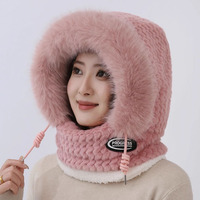 Thick Winter Hat Women Hood with Integrated Scarf and Mask Ear Protection Windproof Design Thermal for Cycling Riding Outdoor