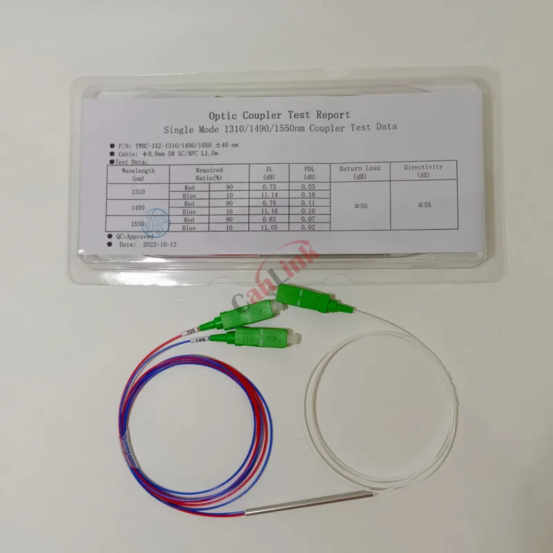 Imagem -05 - Divisor da Fibra Ótica Fbt de Peças com Conector sc Apc 1x2 Acoplador Desequilibrado de 0.9 mm Relação Rachada Opcional 10 90 45 55 20 80