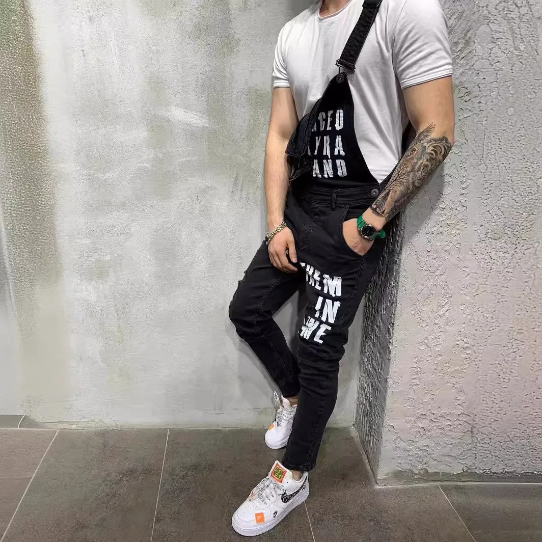 New Slim Fitting Mens Long Pants Printed Fashion Suspenders for Men