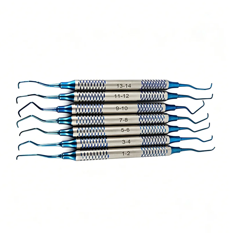 7PCS Dental Gracey Curettes Set With Size Lable Dentistry Scaler Set Periodontal Teeth Clean Remove Tooth Calculus Scraper Tool