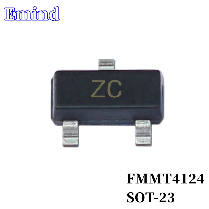 100/200/500/1000/2000/3000Pcs FMMT4124 SMD Transistor SOT-23 Footprint ZC Silkscreen NPN 25V/200mA Bipolar Amplifier Transistor