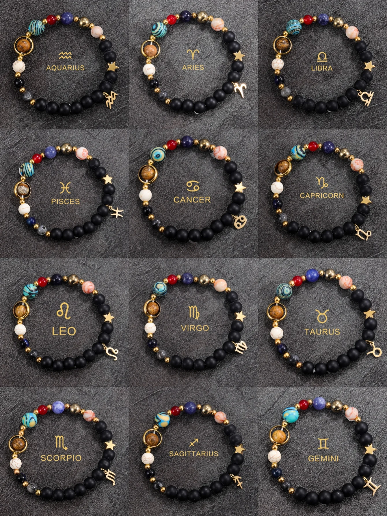 

NADEEM Fashion INS Colorful Twelve Constellations Beaded Bracelets for Women Or Men Trendy Planets Bracelets Friendship Jewelry