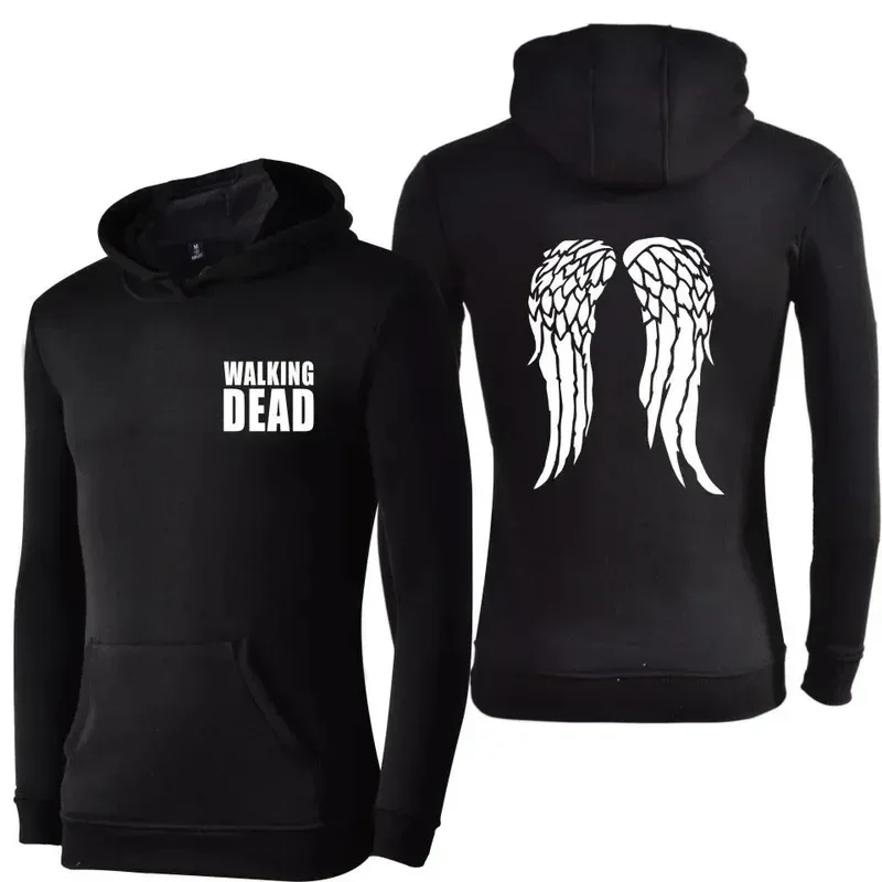 ss23The Walking Dead Zombie Daryl Dixon Wings المتضخم النساء/الرجال هوديي البلوز Y2K الشارع الشهير الهيب هوب البلوز مقنعين سترة
