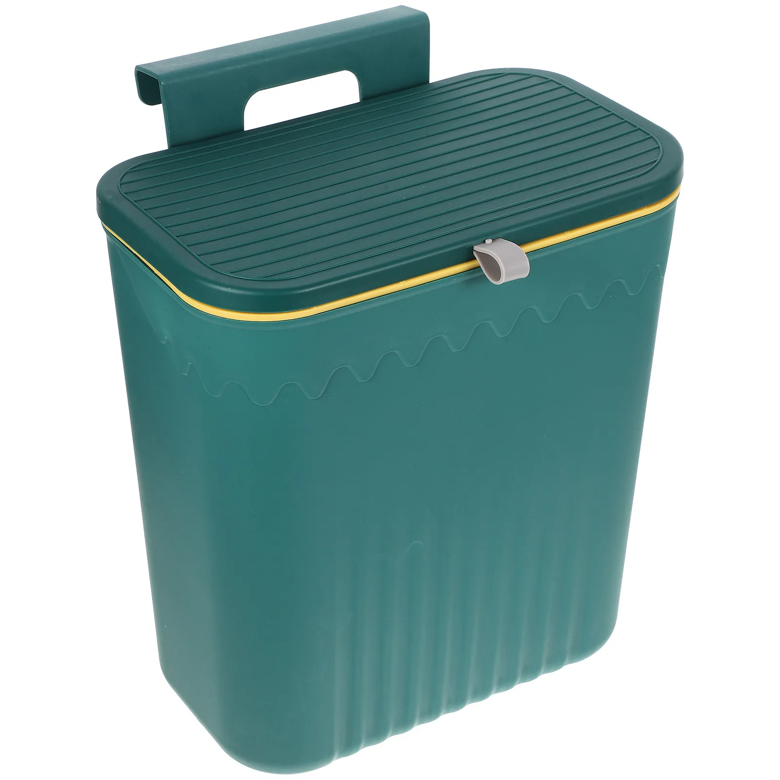 Wall Mounted Compost Bin Compact Kitchen Trash Can with Flip Lid Large Capacity Adhesive Hook Installation Bathroom Waste Bucket