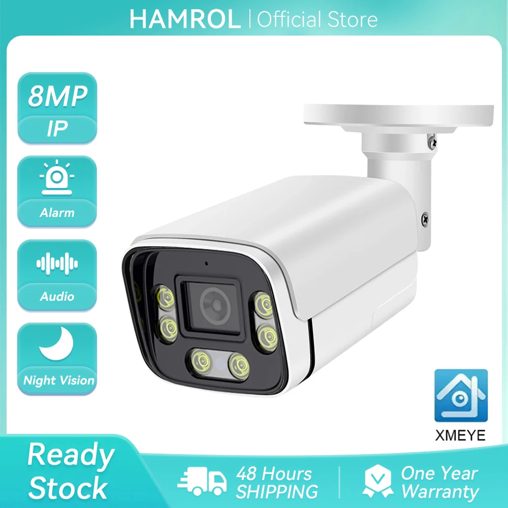 

4K 8MP IP Camera Outdoor IP66 Waterproof Two Way Audio Color Nightvision 4MP HD POE Security CCTV Home Surveillance Camera ONVIF
