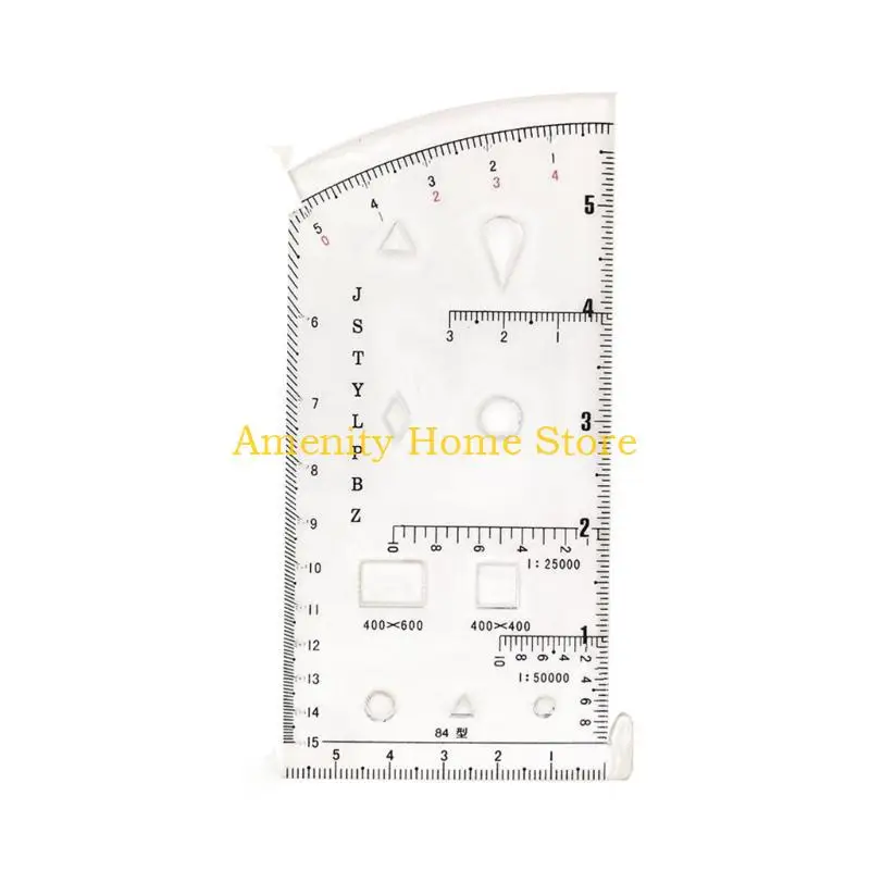 F26C Coordinate Scale Protractors Geometry Drawing Template Measuring Tool Navigation Topographical Map Scale Command Ruler