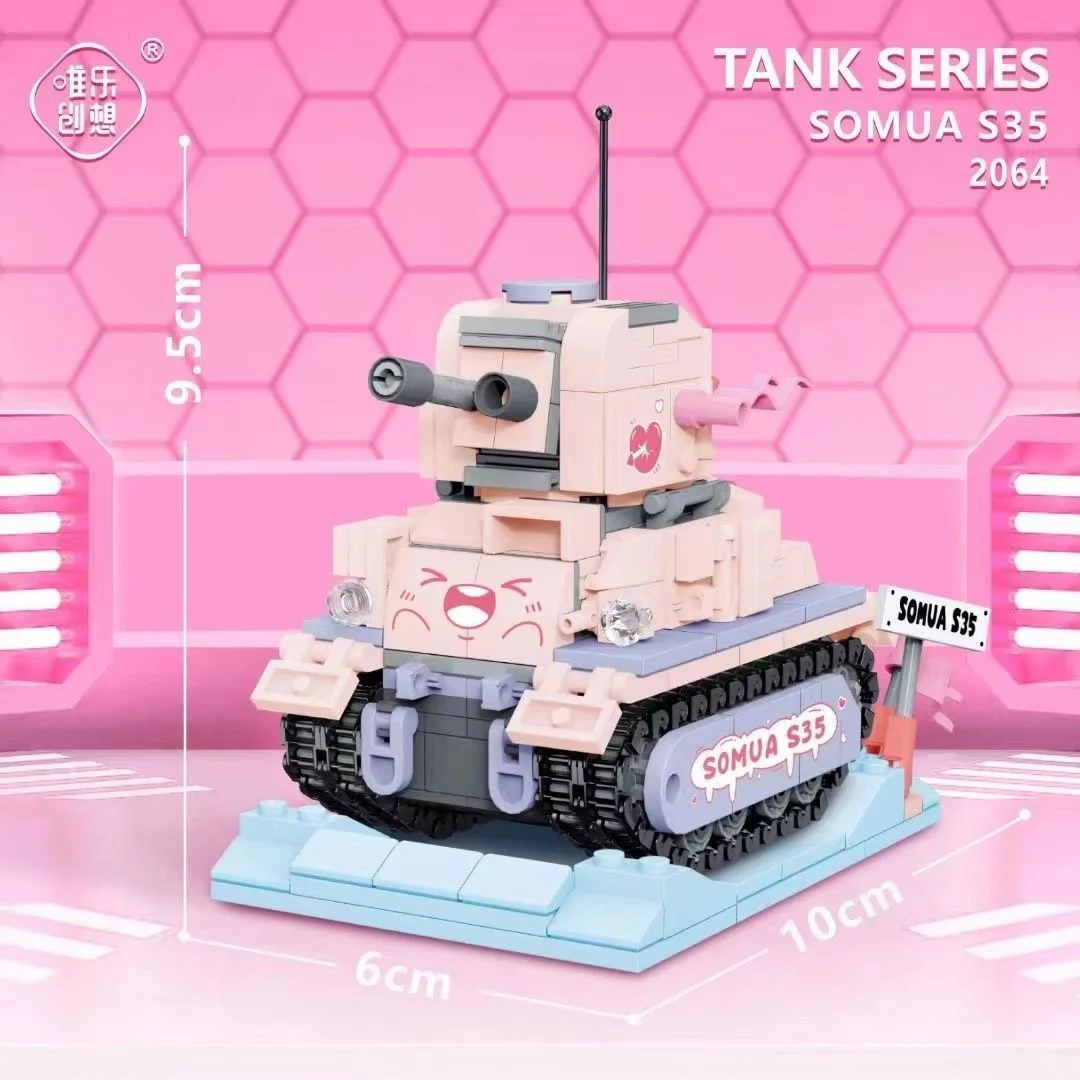 Cartoon Tank Modell Gebäude Kit Lernen Spielzeug Für Jungen Mädchen DIY Militär Fahrzeug Blöcke Pädagogisches Geschenk Für Kinder