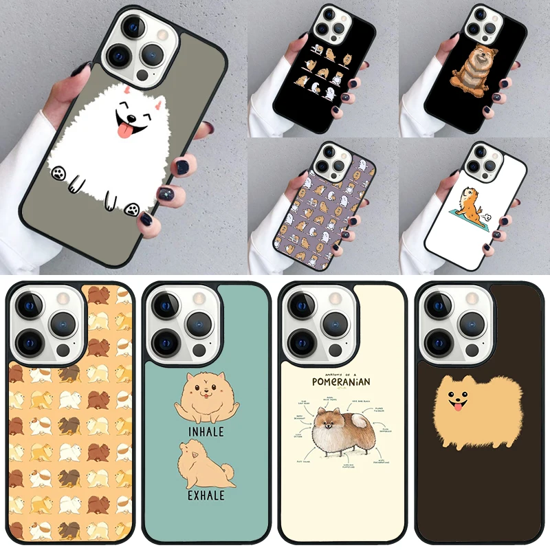 Pomeranian Dog Yoga Phone Case For iPhone 16 15 13 14 Pro Max 11 12 Mini Plus 2022 XR XS MAX Shell Cover coque