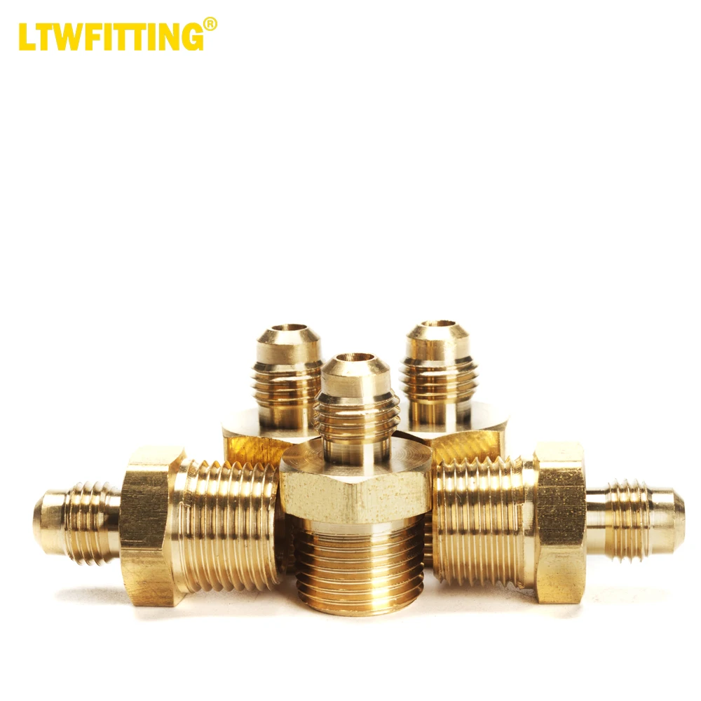 

LTWFITTING Brass Flare 1/4" OD x 3/8" Male NPT Connector Tube Fitting(pack of 5)