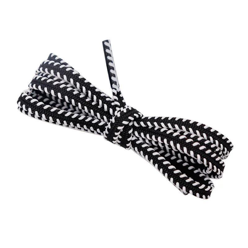 Flat Polyester Two‑Color Jacquard Shoelaces Kurokin Dot Stitching Serrated Edge Creative Drawstring for Shoes Hoodies Clothing