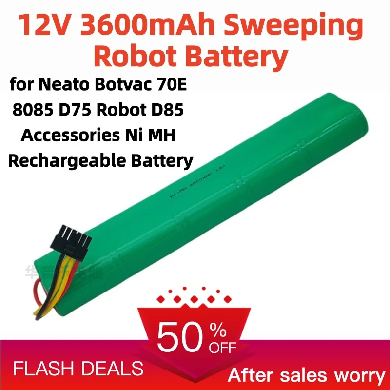 12V 3600mAh Sweeping Robot Battery for Neato Botvac 70E 8085 D75 Robot D85 Accessories Ni MH Rechargeable Battery