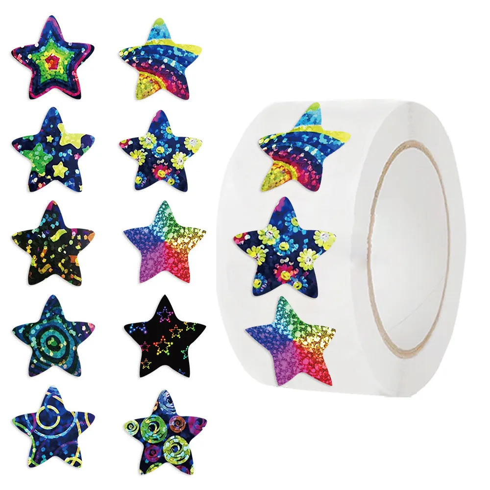 New Shiny Star Colorful Series Roll Stickers (500 Pcs/Roll) Waterproof Decals for DIY Projects Backpacks RecordingYourLife Store