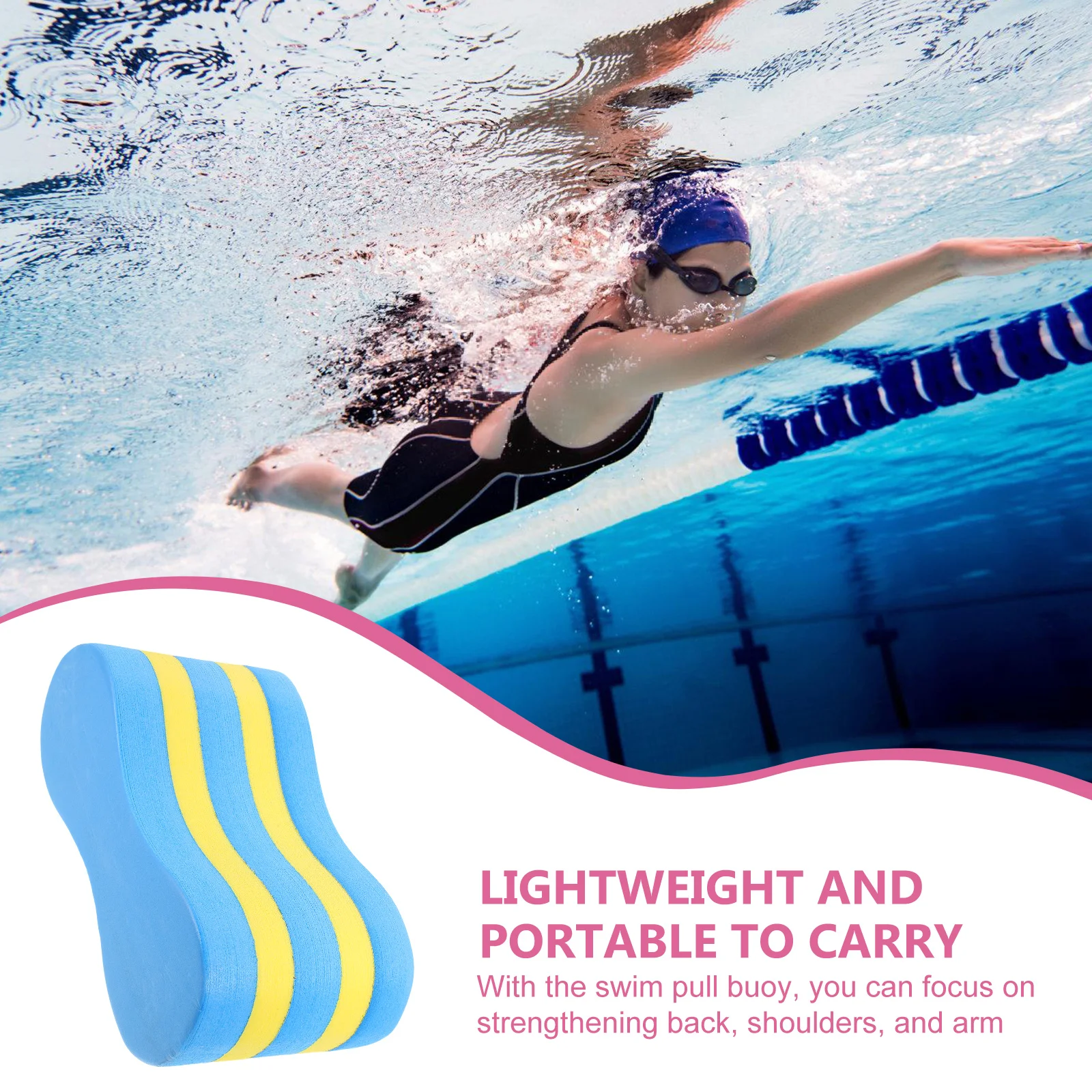 

Swim Pull 8-Shape Float Board Adult Kids EVA Material Swimming Supplies Fitness Training Black Red Color Accessories