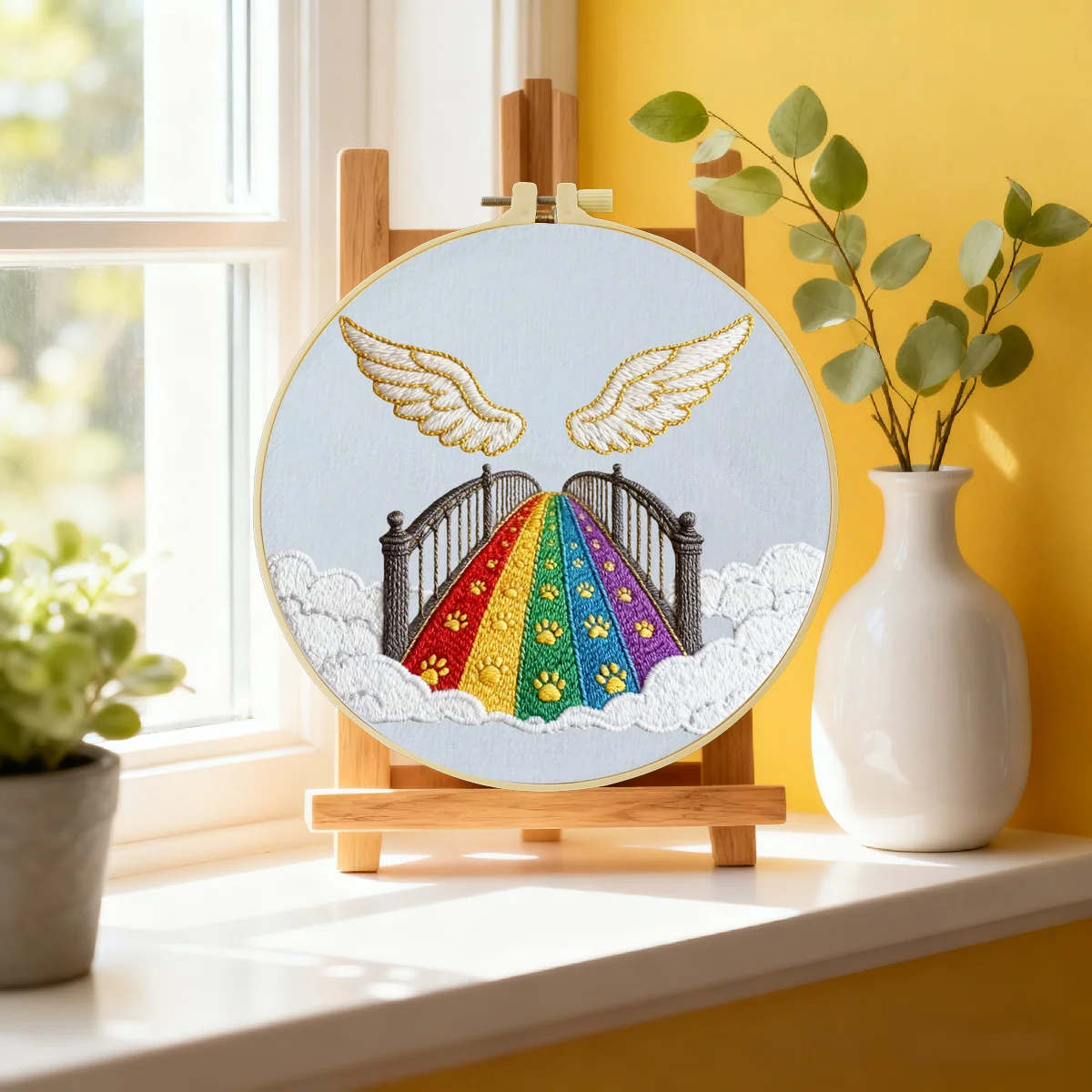 1 Stück 20X20CM/15X15CM 7,87/6,3 Zoll Regenbogenbrücke Stickerei Starter-Kit DIY-Kit DIY-Stickerei-Set Handarbeiten Malerei – Detail 1