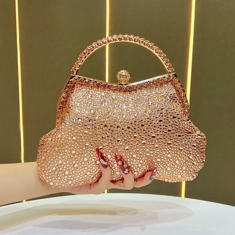 2025 New Fashion Luxury Fine Diamond Inlay Evening Clutch Bag Women Brand High End Rhinestone Handbag Wedding Party Shoulder Bag