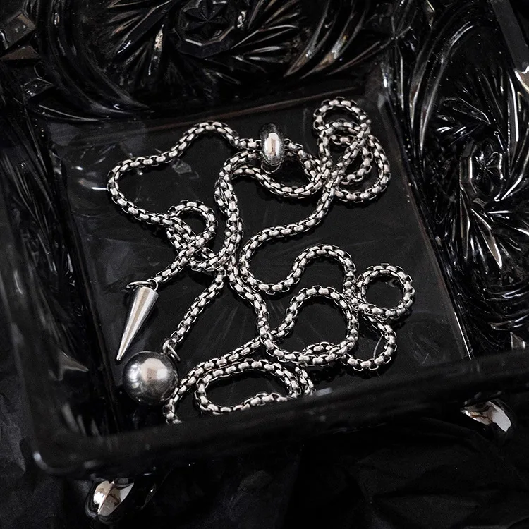 قلادة Lsy للنساء، سلسلة سترة تي شيرت بسيطة، إكسسوار غير يتلاشى، شكل دائري، الأكثر مبيعًا، مجوهرات قابلة للتعديل للرجال، كرة مخروطية منزلقة