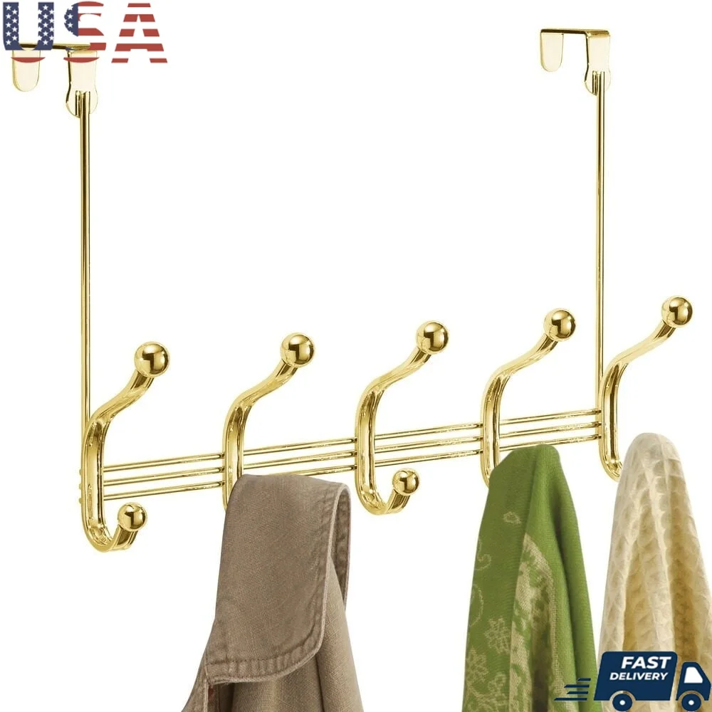 

Стеллаж для хранения над дверью с 10 крючками Прочный стальной органайзер Куртки Рюкзаки Кошельки Шарфы Простая установка Компактный дизайн