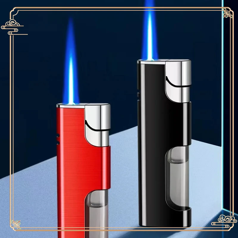 New Exquisite Portable Direct Blue Flame Lighter Windproof Electronic Torch Metal Lighter Wholesale Gifts Men/Women Kitchen Gift