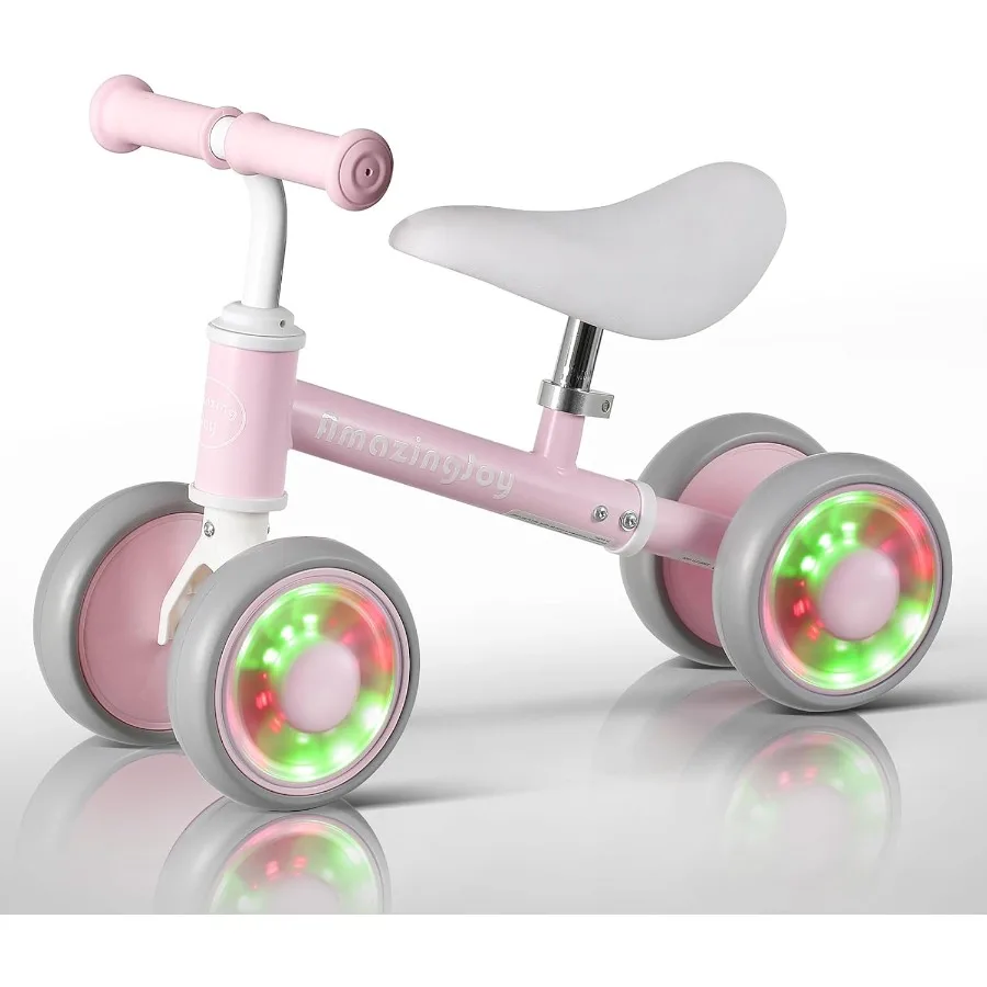 Toddler Toys for 1 Year Old Boys Girls First Birthday Gifts Age 1-2Colorful Lighting Baby Balance Bike No Pedal 4 LED Silence W