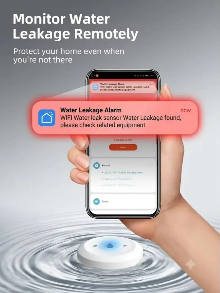 Zigbee Water Leak Detector Water Flood Sensor Smart Life App Alert Overflow Water Leakage Sensor for Kitchen/Bathroom