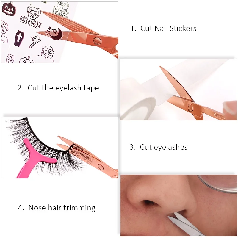 الحاجب مقص الفولاذ المقاوم للصدأ رمش المتقلب الوجه الأنف مزيل الشعر مانيكير بشرة الأظافر مقص تجميل أدوات ماكياج