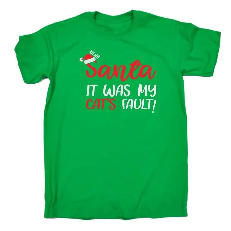 Santa It Was My Cats Fault Christmas Mens Novelty Funny T Shirt