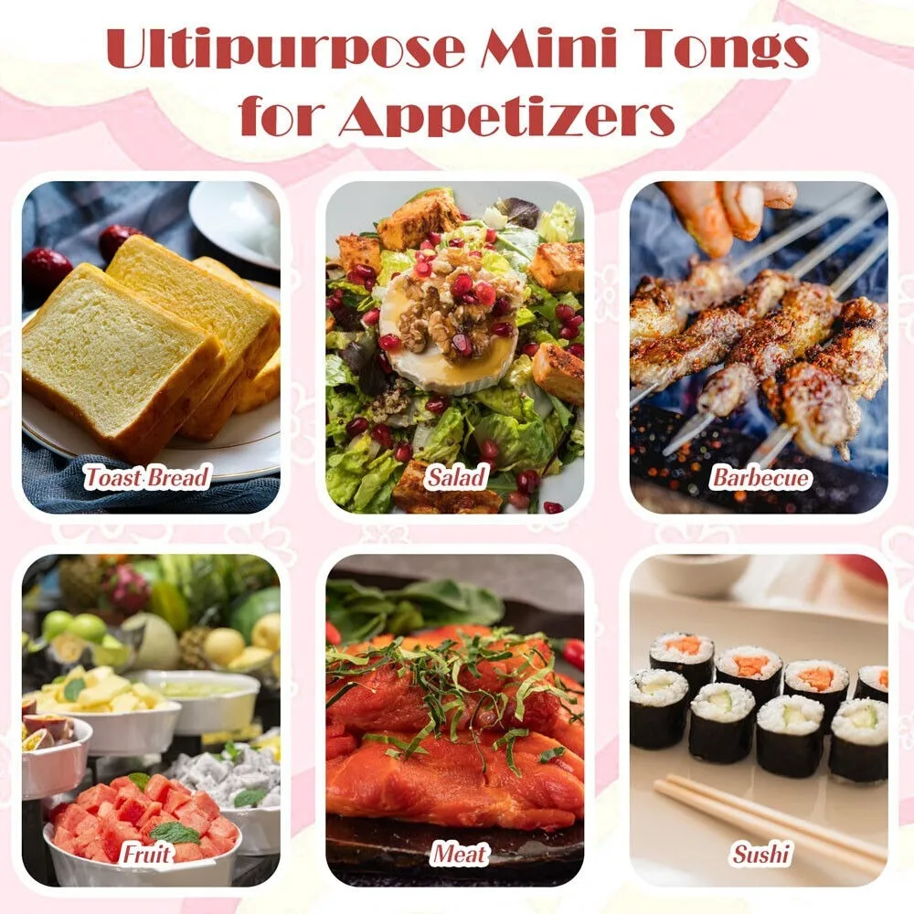 New Silicone Food Tongs Long Handle Mini Silicone Small Tongs Non-slip Serving Tongs Kitchen Cooking Tools