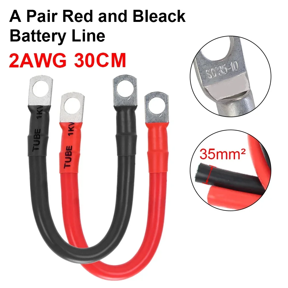 

A Pair Red Black 30M 2Awg New Energy Vehicles Battery Connection Cable Battery Extension Cable Power Supply Inverter