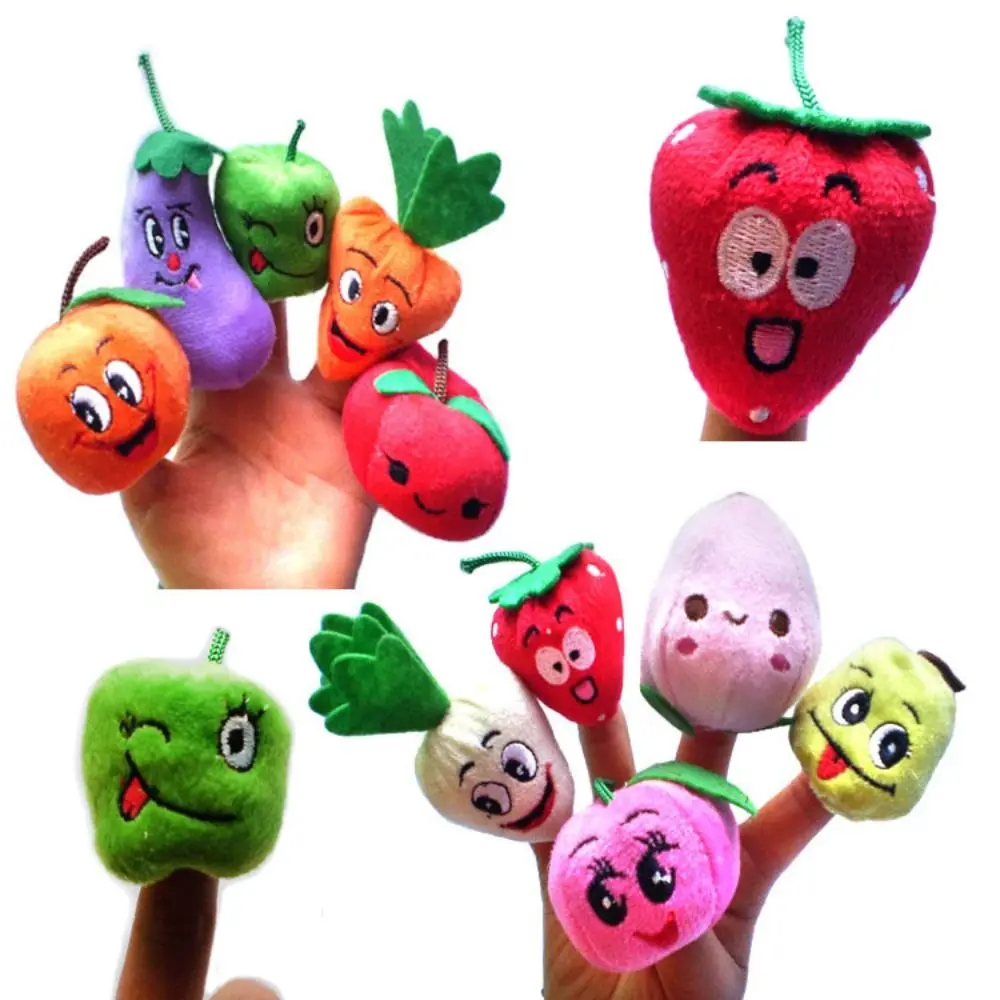 10 pçs dos desenhos animados frutas/vegetais fantoches de dedo brinquedos diferentes bonito brinquedo cognitivo educacional mini ensino conjunto de fantoches de dedo