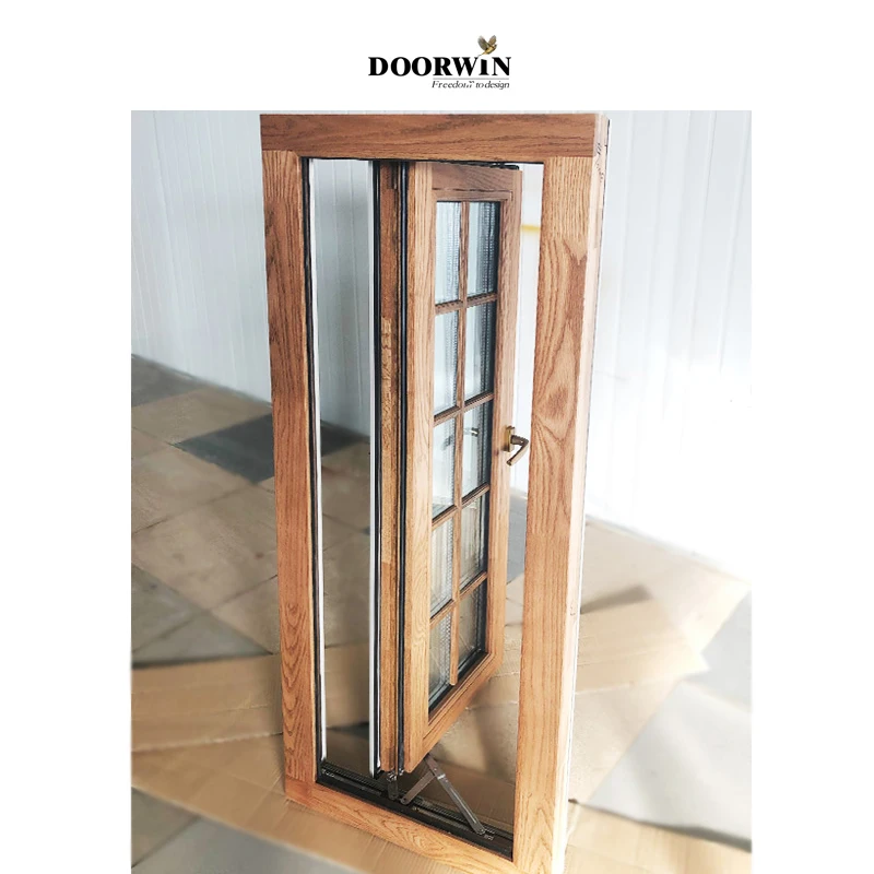 Doorwin finestre a battente in legno con rivestimento in alluminio ad alto isolamento dal Design moderno per la casa Mobile