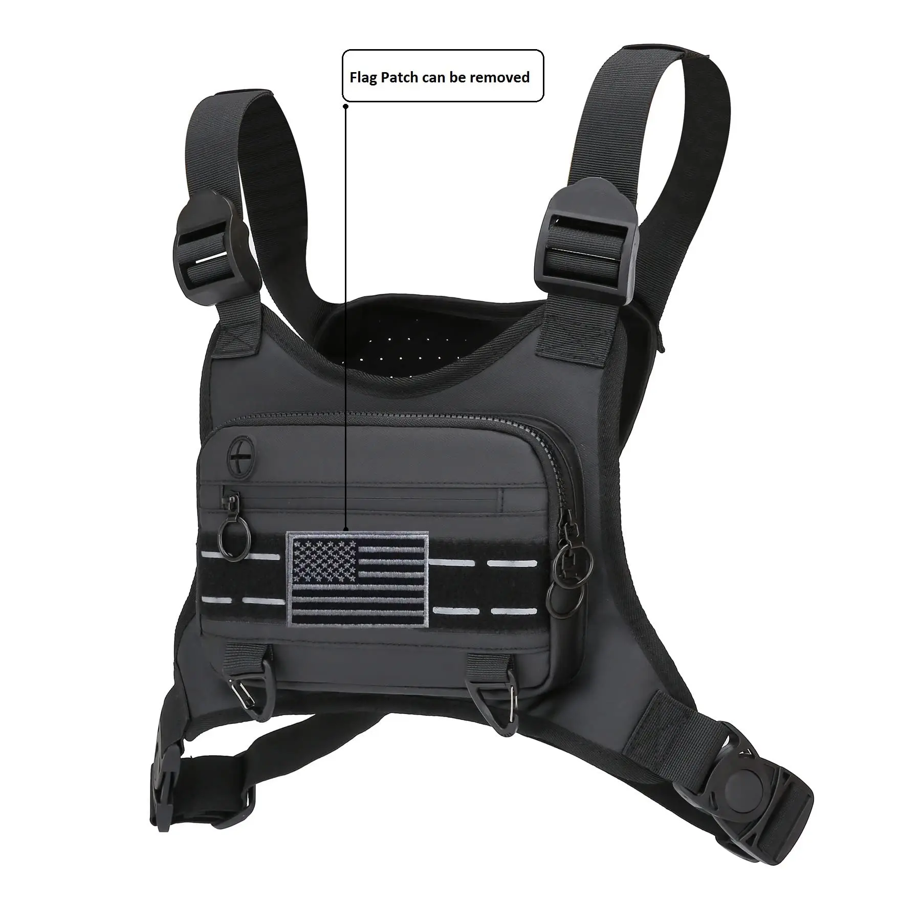 Sports Chest Bag Water Resistant Lightweight Front Chest Pack Running Vest Bag With Built-In Phone Holder Extra Storage