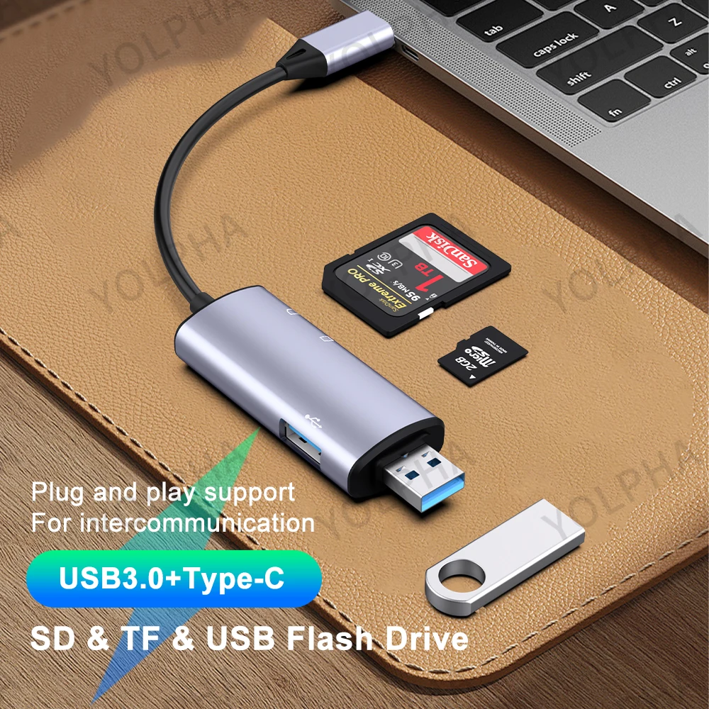 Card Reader USB3.0&USB C to SD Micro SD TF SDHC for PC Laptop Accessories Smart Memory Cardreader SD Card Adapter for iPhone 15