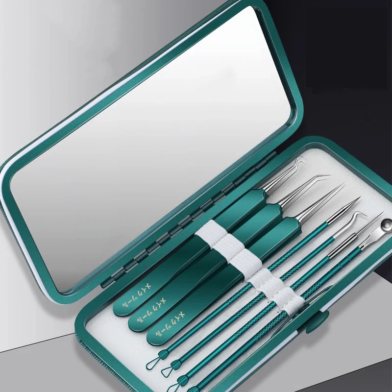 5-7PCS Acne Needle Blackhead Removal Tool Set Ultra-Fine Tweezers Pimple Extractor Comedone Remover with Storage Box Ideal Gift