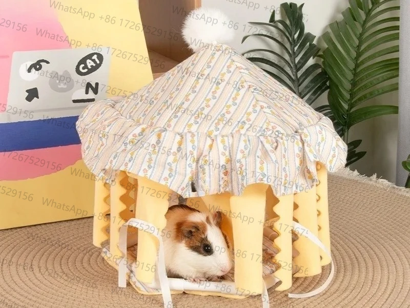 Fringe Tent Hamster Hideout Portable Rabbit Chinchilla Guinea Pig Shelter Soft Cotton Pet House for Small Animals